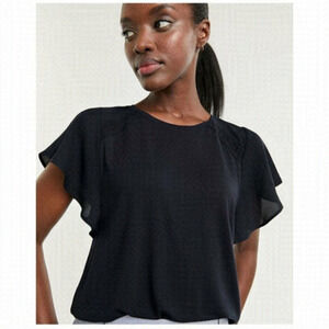 Reitman’s Flutter Sleeve  Mix Media Top Size M